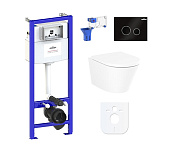 Картинка Унитаз Lavinia Boho Relfix Biore Rimless 7 в 1 87040108 (черное стекло)