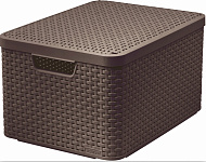 Картинка Корзина с крышкой Curver Rattan Style L 03619-210 (тёмно-коричневая)