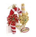 Картинка Елочная игрушка Серпантин Леденец Рождественский 9.5 см 2 шт (красный/золотистый) 201-0569