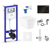 Картинка Унитаз Lavinia Boho Relfix Aveo Rimless 10 в 1 75110714 (черный/золотистый пластик)