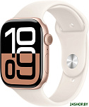 Watch Series 10 46 мм (алюминиевый корпус, розовое золото/звездный свет, спортивный силиконовый реме