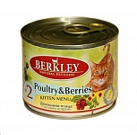 Картинка Корм для кошек Berkley Kitten домашняя птица с лесными ягодами (200 г)