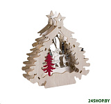 Картинка Световая фигурка Luazon Елочка с Дедом Морозом 6117381 (теплый белый)