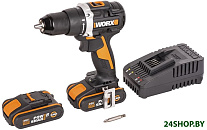Картинка Дрель-шуруповерт Worx WX102 (с 2-мя АКБ, кейс)