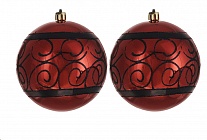 Картинка Набор шаров новогодних Зимнее волшебство Черные кружева (2 шт, бордовый) (3276702)