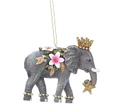 Картинка Елочная игрушка Gisela Graham Слон с цветами 14063-2