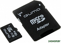 Картинка Карта памяти QUMO QM128GMICSDXC10U1 (128Gb) с адаптером