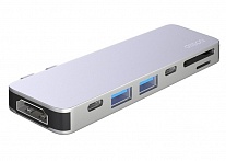 Картинка USB-хаб Deppa USB-C адаптер для MacBook 7 в 1 (серебристый)