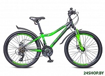 Картинка Велосипед Stels Navigator 410 MD 24 21-sp V010 р.12 2021 (черный/зеленый)