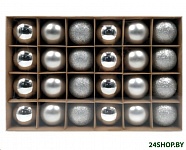 Картинка Набор ёлочных шаров Winter Glade 6024G002 (24 шт, серебряный)