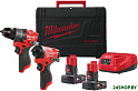 Набор Milwaukee M12 FPP2A2-602X Fuel 4933480588 (шуруповерт, винтоверт, 2 АКБ, кейс)