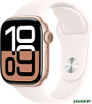 Watch Series 10 42 мм (алюминиевый корпус, розовое золото/легкие румяна, спортивный силиконовый реме