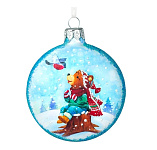 Картинка Елочная игрушка Грай Медальон Мишка со снегирем Ф-107