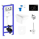 Картинка Унитаз Lavinia Boho Relfix Bristol Rimless 9 в 1 97010080 (черный пластик)