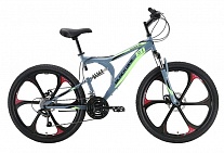 Картинка Велосипед BLACK ONE Totem FS 26 D FW 2022 HQ-0005329 (серый/черный/зеленый)