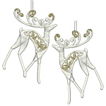 Картинка Набор ёлочных игрушек Зимнее волшебство Олень с золотинкой (1400051) (2 шт)