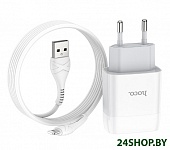 Картинка Зарядное устройство Hoco C72A Glorious 1xUSB (с кабелем) (белый)