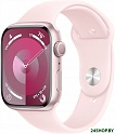 Умные часы Apple Watch Series 9 45 мм (алюминиевый корпус, розовый/розовый, спортивный силиконовый р