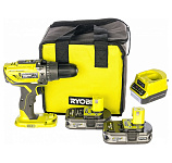 Картинка Ударная дрель-шуруповерт Ryobi R18PD3-215S 5133003339 (с 2-мя АКБ 1.5 Ah, сумка)