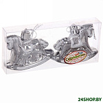 Картинка Елочная игрушка Серпантин Волшебная лошадка 2 шт (серебристый) 916-0261