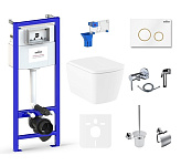 Картинка Унитаз Lavinia Boho Relfix Aveo Rimless 10 в 1 75110717 (белый/золотистый пластик)