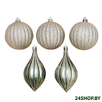 Картинка Набор елочных игрушек Зимнее волшебство Холодок полоски 6490394 (5шт)