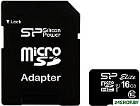 Карта памяти Silicon-Power microSDHC Elite UHS-1 (Class 10) 16 GB (SP016GBSTHBU1V10-SP)