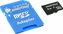Картинка Карта памяти Smart Buy microSDHC Class 10 8GB + адаптер (SB8GBSDCL10-P1)