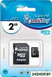 Картинка Карта памяти SmartBuy microSD 2 Gb (SD adapter)