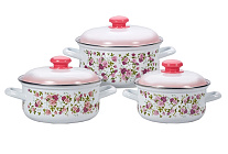 Картинка Набор кастрюль Лысьвенские эмали Китайская роза С-124АП2/7