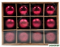 Картинка Набор ёлочных шаров Winter Glade 6012G003 (12 шт, красный)
