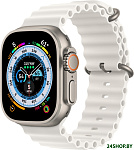 Watch Ultra LTE 49 мм (титановый корпус, титановый/белый, ремешок из эластомера)