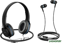 Картинка Наушники Hoco W24 (черный/синий)