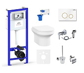 Картинка Унитаз Lavinia Boho Relfix Grance Hill Rimless 10 в 1 75110763 белый/золот. пластик