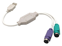 Картинка Кабель-адаптер USB A- > 2xPS/2 (для подключения PS/2 клавиатуры и мыши к USB порту)