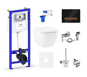 Картинка Унитаз Lavinia Boho Relfix One 10 в 1 75110508 (черный/темное дерево стекло)