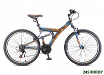 Картинка Велосипед Stels Focus V 18-sp 26 V030 2021 (темно-синий/оранжевый)