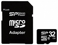 Картинка Карта памяти Silicon Power microSDHC 32GB Class 10 SD adapter
