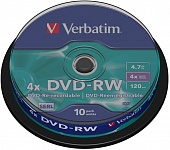Картинка Диск DVD-RW Verbatim 4.7Gb 4x Cake Box (10 шт) (43552)