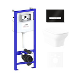 Картинка Унитаз Lavinia Boho Relfix Bristol Rimless 6 в 1 75110211 (черный/белый стекло)