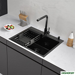 ECO AR мойка 600*500, коландер, дозатор BLACK DECOR MILLET GRAINS