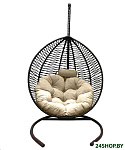Картинка Кресло подвесное Craftmebelby Кокон Капля Зигзаг (черный/бежевый)