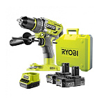 Картинка Дрель-шуруповерт Ryobi R18PD7-220B 5133004295 (с 2-мя АКБ, кейс)