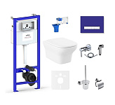 Картинка Унитаз Lavinia Boho Relfix Bristol Rimless 10 в 1 75110673 (фиолетовый стекло)