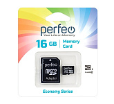 Картинка Карта памяти Perfeo microSDHC PF16GMCSH10AES 16GB (с адаптером)