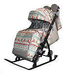 Картинка Санки-коляска Galaxy Kids 3-1 (белая ночь/олени)