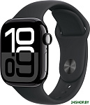 Watch Series 10 42 мм (алюминиевый корпус, черный/черный, спортивный силиконовый ремешок S/M)