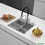 ECO AR мойка 500*500, коландер, дозатор SATIN DECOR MILLET GRAINS