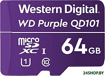 Картинка Флеш карта microSDXC 64Gb Class10 Western Digital (WD) WDD064G1P0C purple