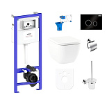 Картинка Унитаз Lavinia Boho Relfix One Rimless 9 в 1 97010048 (черное стекло)